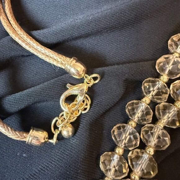 NWT Dragonfly Statement Necklace and Earrings Set Gold Tone Beads Crystals - Picture 10 of 12